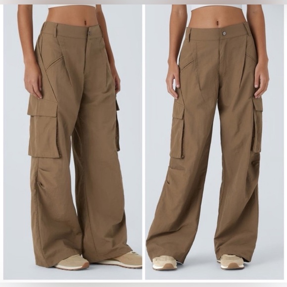 HALARA Pants - Halara Mid Rise Button Zipper Side Pocket Wide Leg Casual Cargo Pants XL